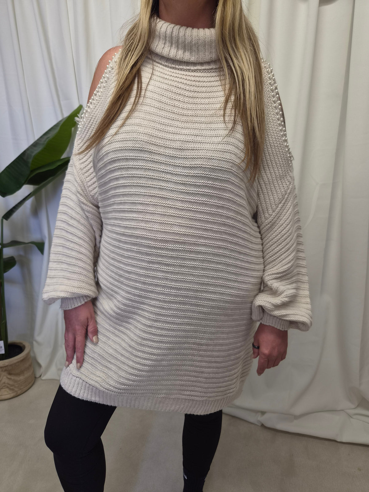 Seraphina Pearl Cold-Shoulder Knit