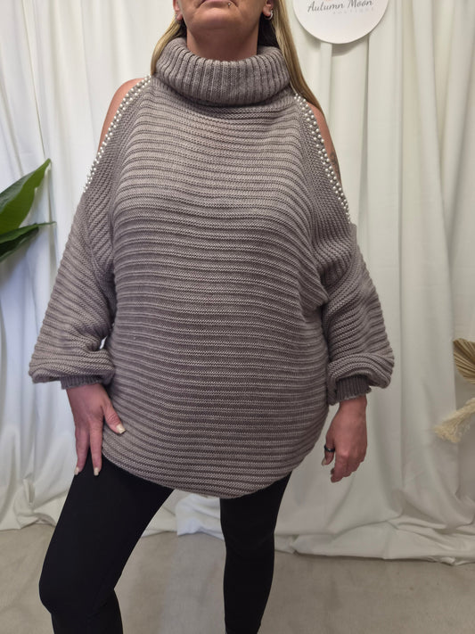 Seraphina Pearl Cold-Shoulder Knit