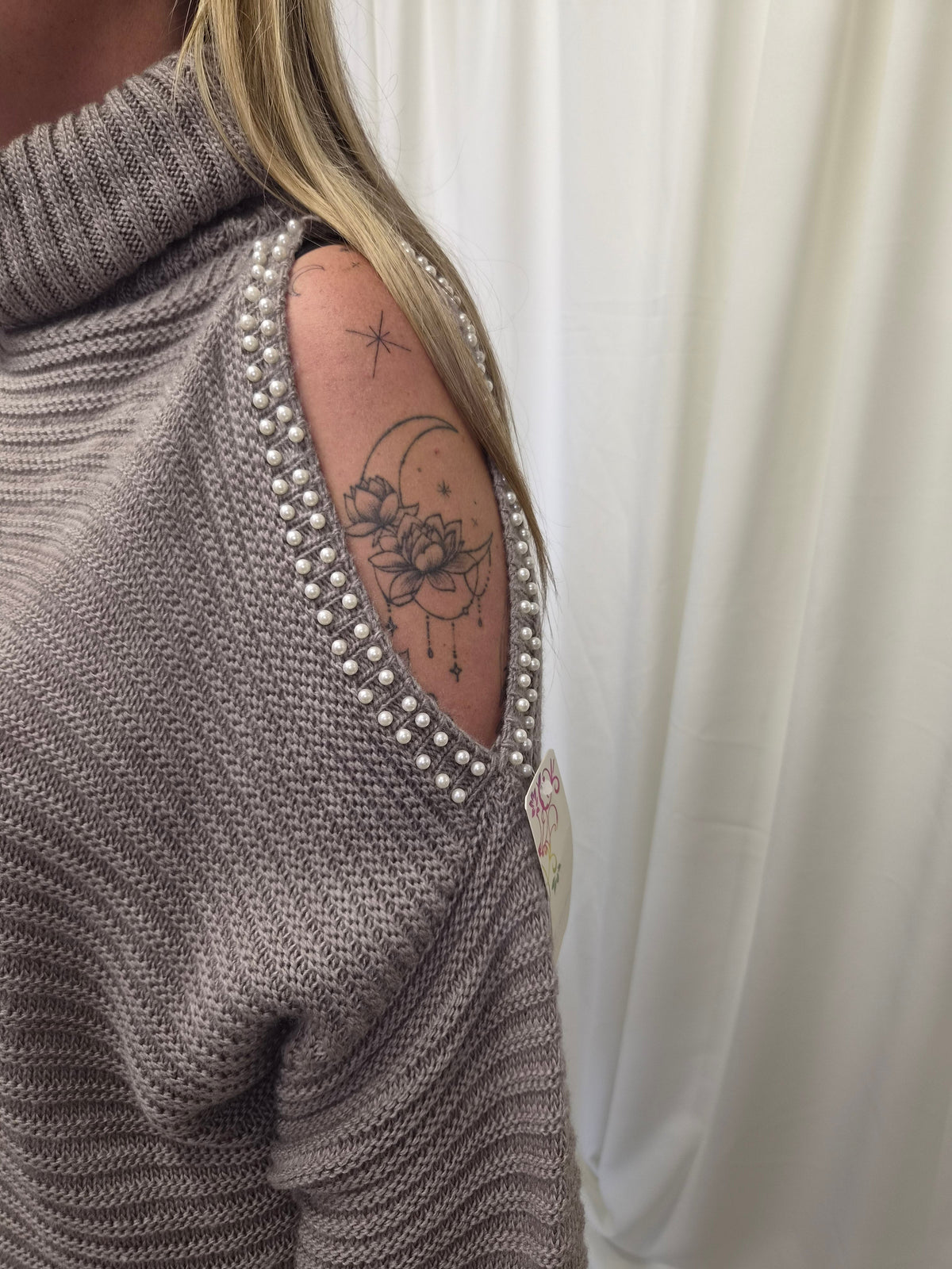 Seraphina Pearl Cold-Shoulder Knit
